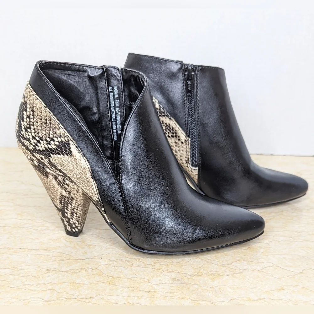 The Limited Nadalie Bootie Black Faux Snakeskin Open Side Pointed Toe Heeled - Picture 13 of 13